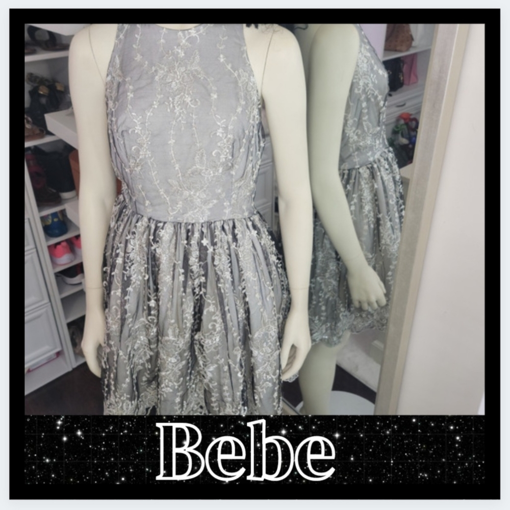 Bebe "Dotted Tulle Fit Flare" Dress